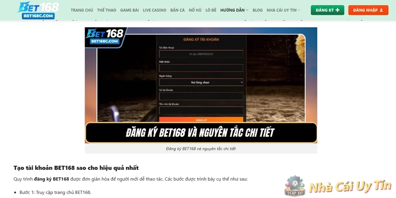 Bật mí cách đăng ký tài khoản BET168 năm 2026