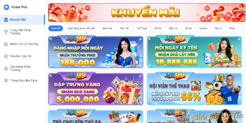 Danh sách khuyến mãi siêu sốc từ VZ99