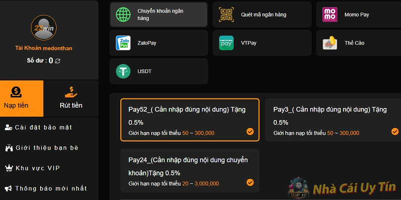 Gửi tiền và rút tiền tiện lợi