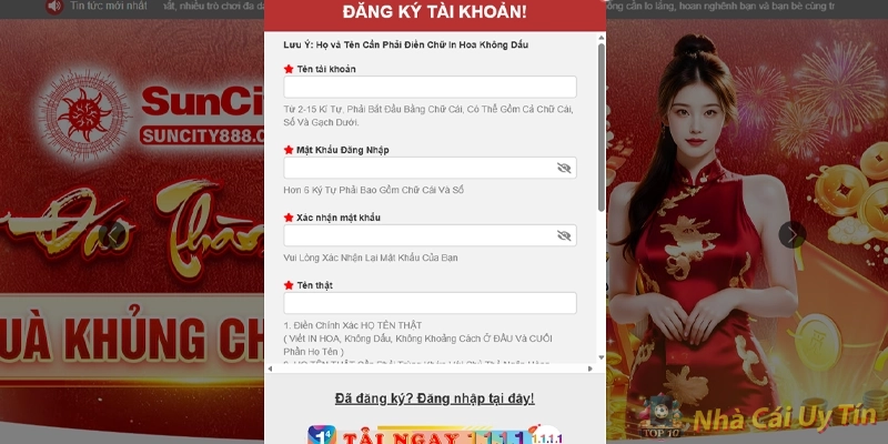 Hướng dẫn tân thủ chi tiết cách tham gia tại Suncity