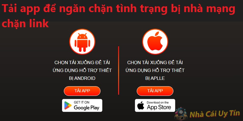 Tải app để ngăn chặn tình trạng bị nhà mạng chặn link